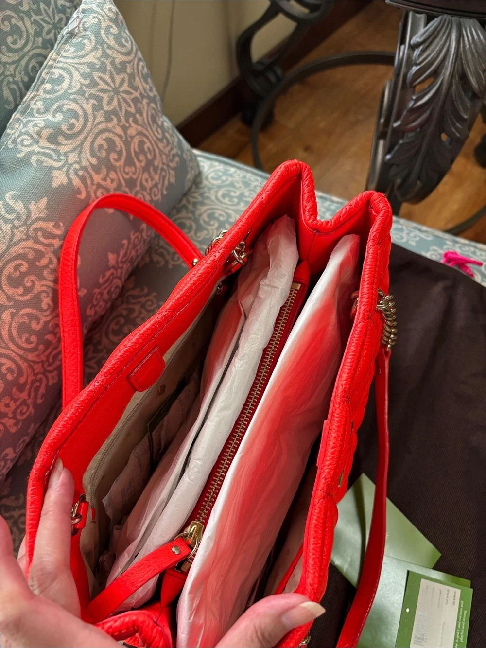 NWT kate spade Quilted Orange and Pink Leather Shoulder Bag